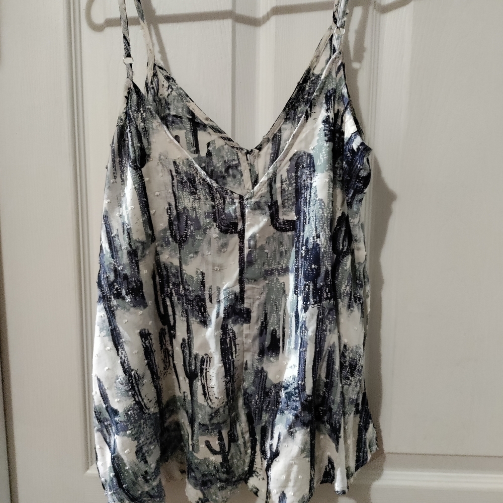 Blue & white camisole tank with buttons, Size S - Picture 3 of 7